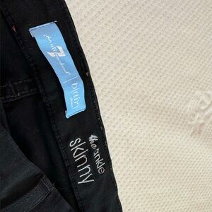 Stretchy 7 Jeans black pencil cut jeans with side stripe detail